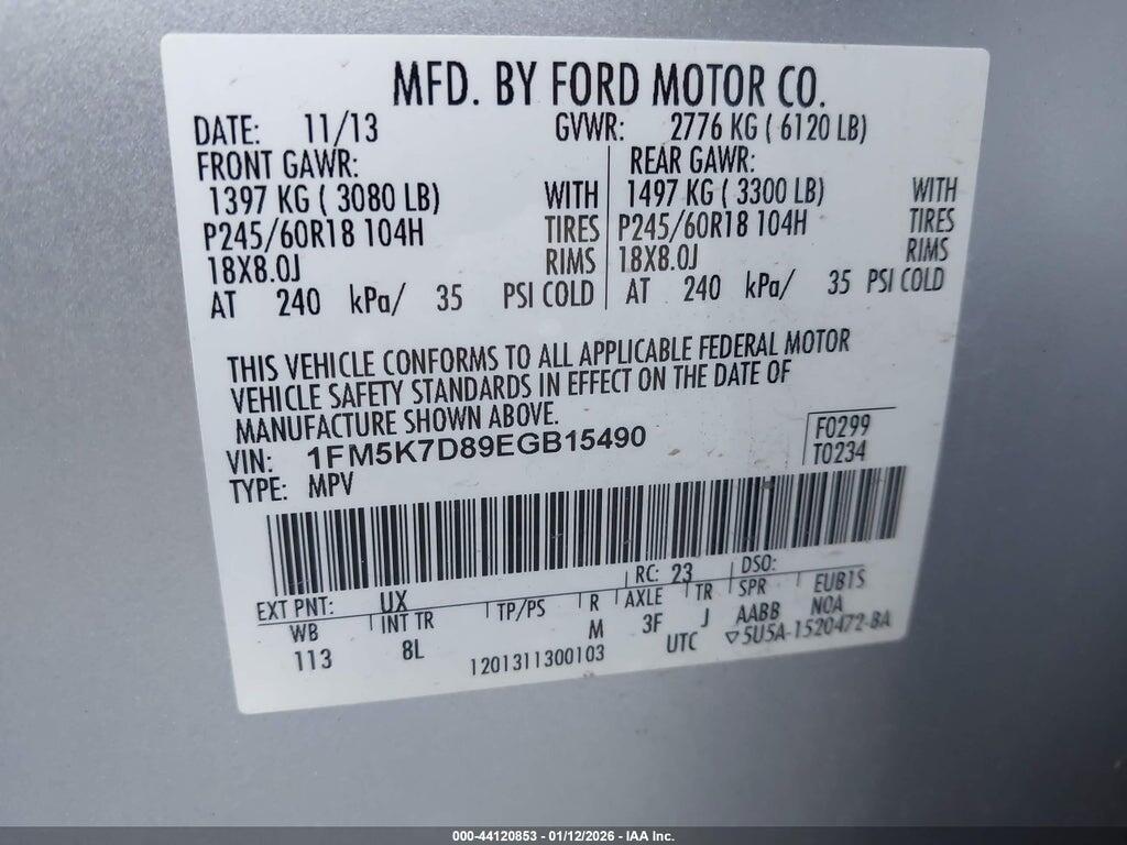 1FM5K7D89EGB15490 2014 FORD EXPLORER photo no. 9