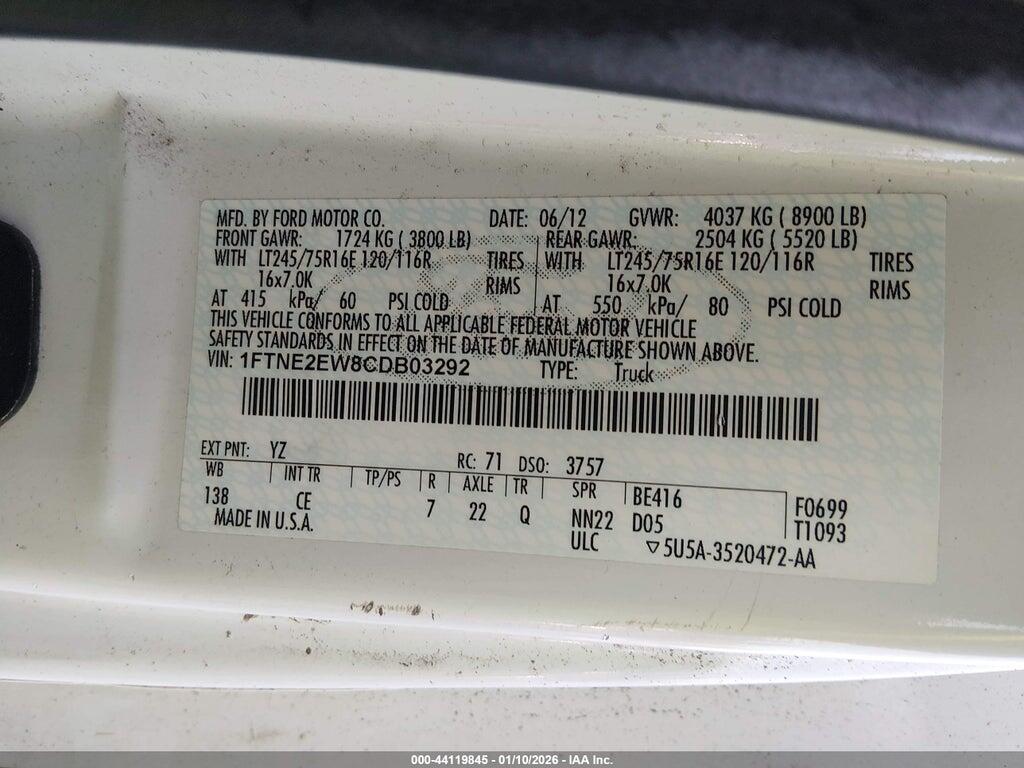 1FTNE2EW8CDB03292 2012 FORD E-250 photo no. 9