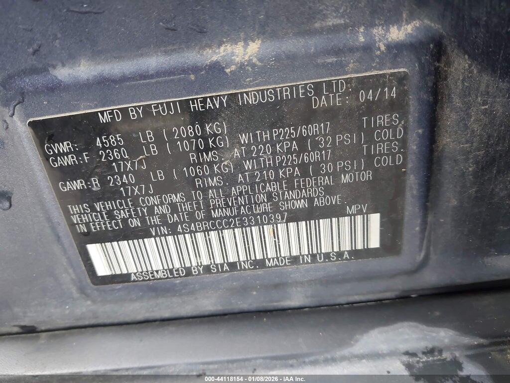 4S4BRCCC2E3310397 2014 SUBARU OUTBACK photo no. 9