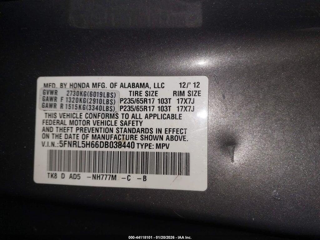 5FNRL5H66DB030440 2013 HONDA ODYSSEY photo no. 9