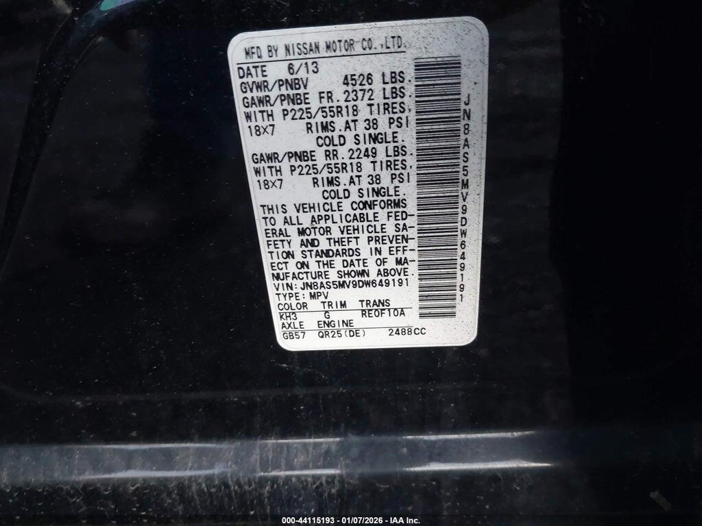 JN8AS5MV9DW649191 2013 NISSAN ROGUE photo no. 9