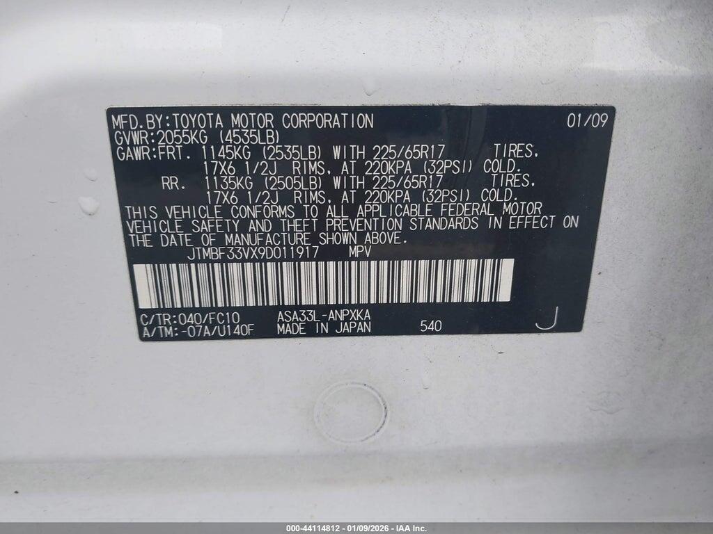JTMBF33VX9D011917 2009 TOYOTA RAV4 photo no. 9