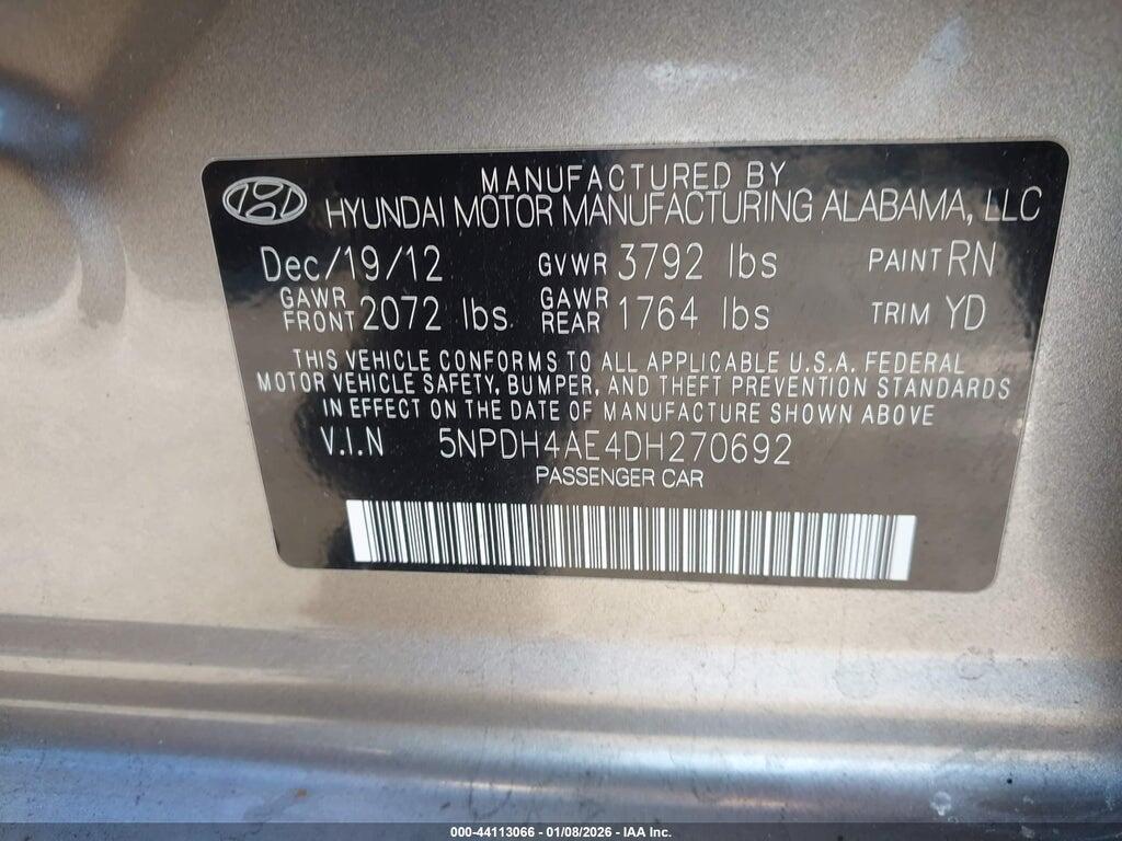 5NPDH4AE4DH270692 2013 HYUNDAI ELANTRA photo no. 9