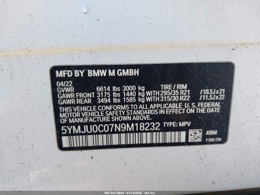 5YMJU0C07N9M18232 2022 BMW X5 M photo no. 9