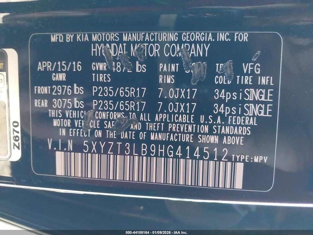 5XYZT3LB9HG414512 2017 HYUNDAI SANTA FE SPORT photo no. 9
