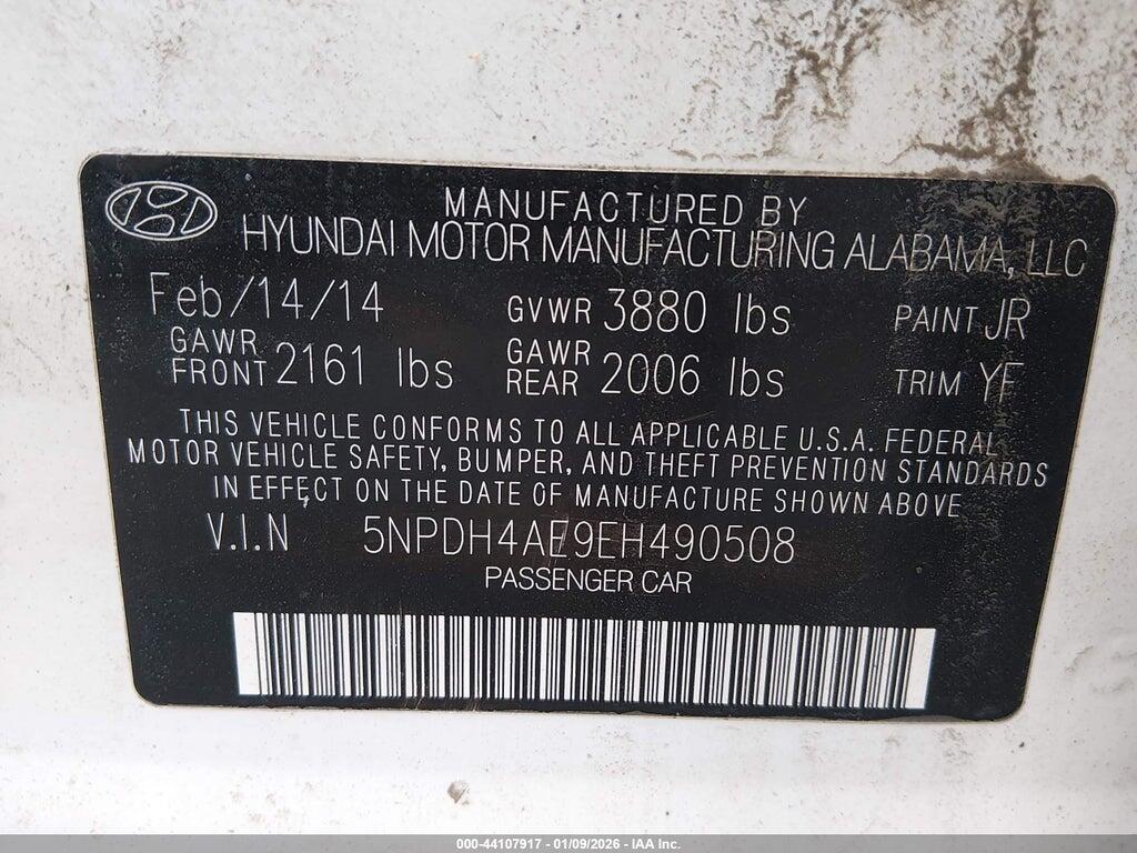 5NPDH4AE9EH490508 2014 HYUNDAI ELANTRA photo no. 9