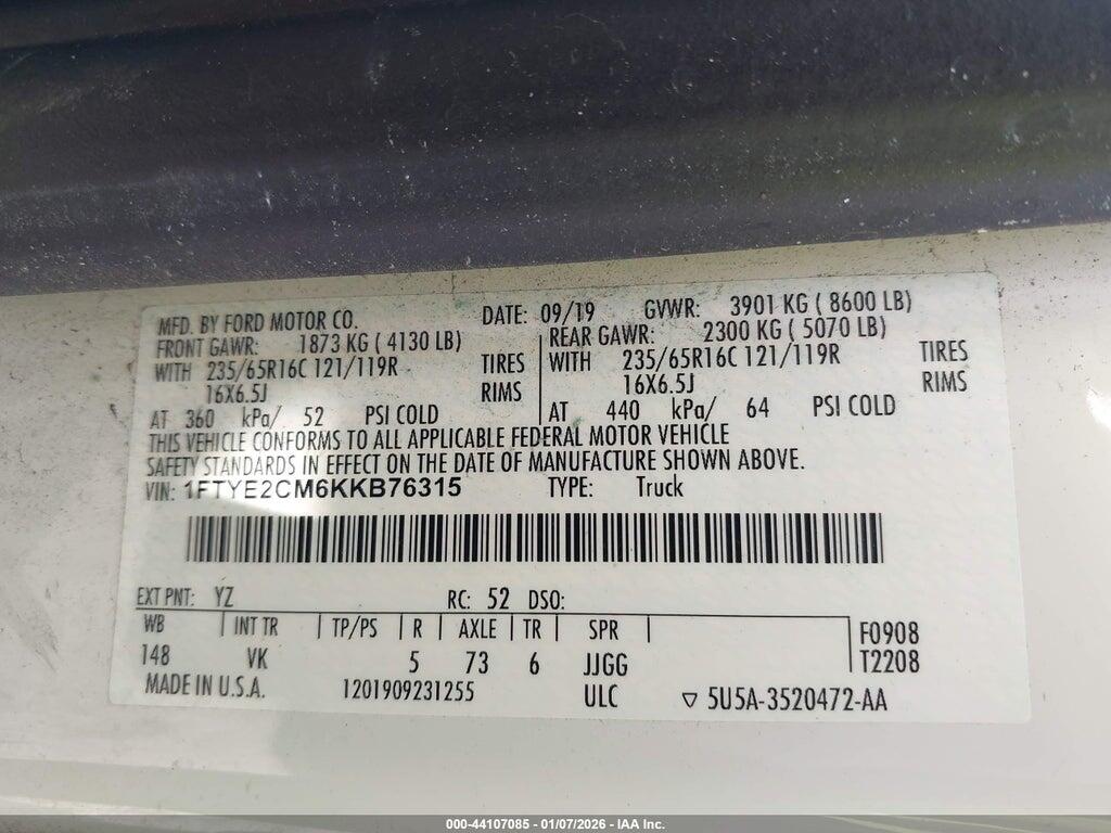 1FTYE2CM6KKB76315 2019 FORD TRANSIT-150 photo no. 9