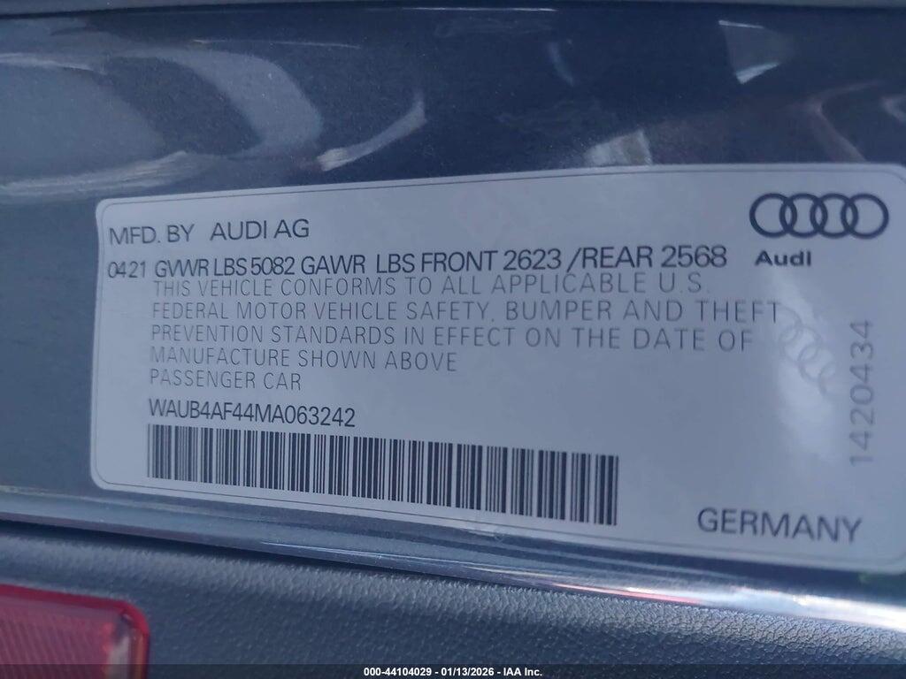 WAUB4AF44MA063242 2021 AUDI S4 photo no. 9