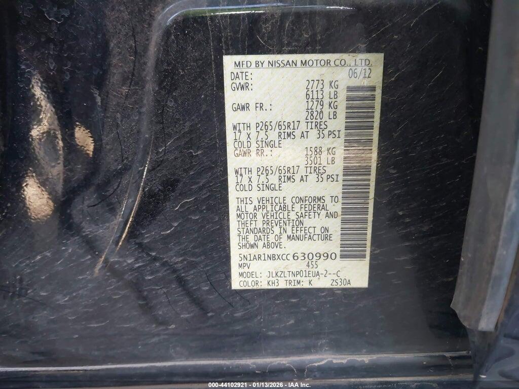 5N1AR1NBXCC630990 2012 NISSAN PATHFINDER photo no. 9