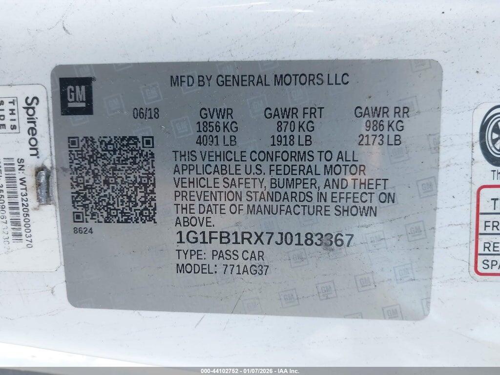 1G1FB1RX7J0183367 2018 CHEVROLET CAMARO photo no. 9