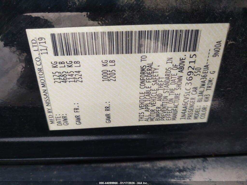 1N4AA6CV5LC369215 2020 NISSAN MAXIMA photo no. 9