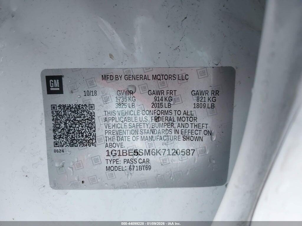 1G1BE5SM6K7120587 2019 CHEVROLET CRUZE photo no. 9