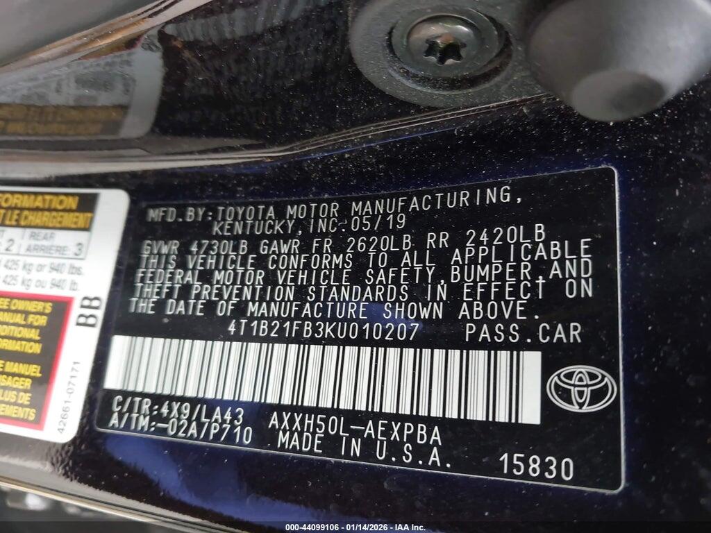 4T1B21FB3KU010207 2019 TOYOTA AVALON HYBRID photo no. 9