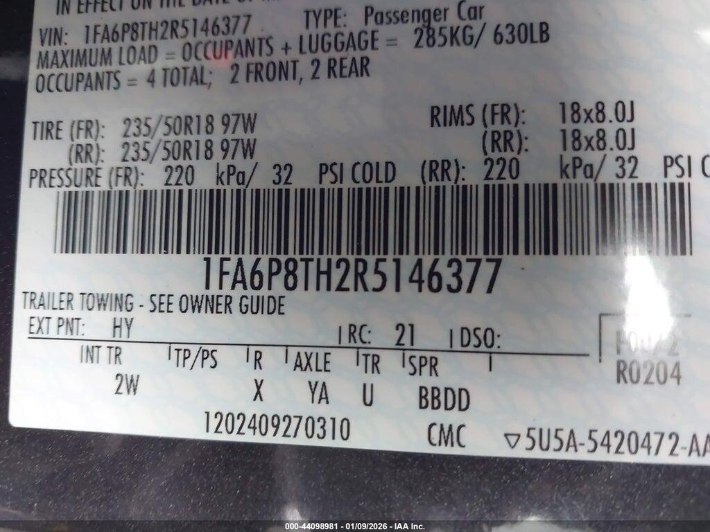 1FA6P8TH2R5146377 2024 FORD MUSTANG photo no. 9