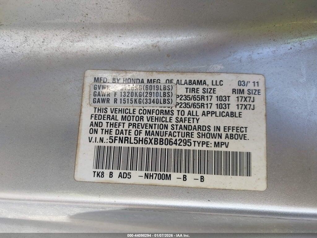 5FNRL5H6XBB064295 2011 HONDA ODYSSEY photo no. 9