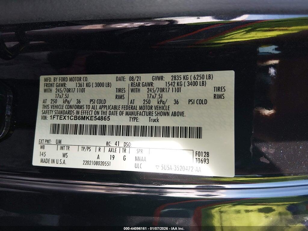 1FTEX1CB6MKE54865 2021 FORD F-150 photo no. 9