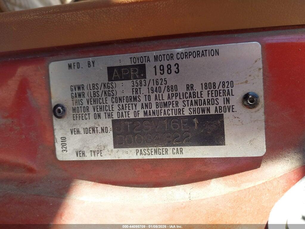 JT2SV16E1D0034322 1983 TOYOTA CAMRY photo no. 9