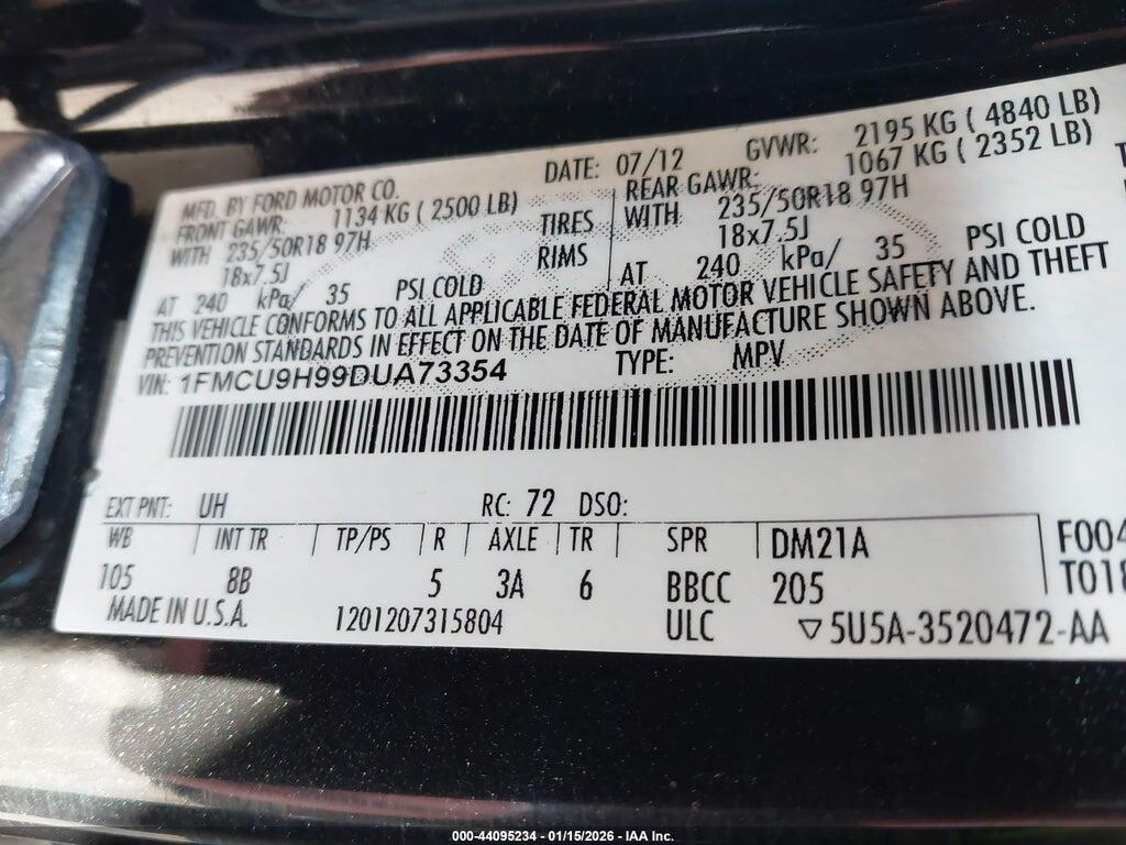 1FMCU9H99DUA73354 2013 FORD ESCAPE photo no. 9