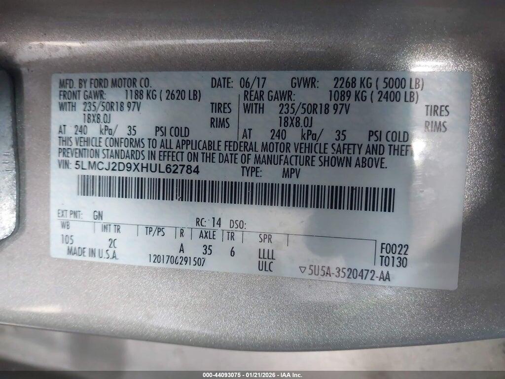 5LMCJ2D9XHUL62784 2017 LINCOLN MKC photo no. 9