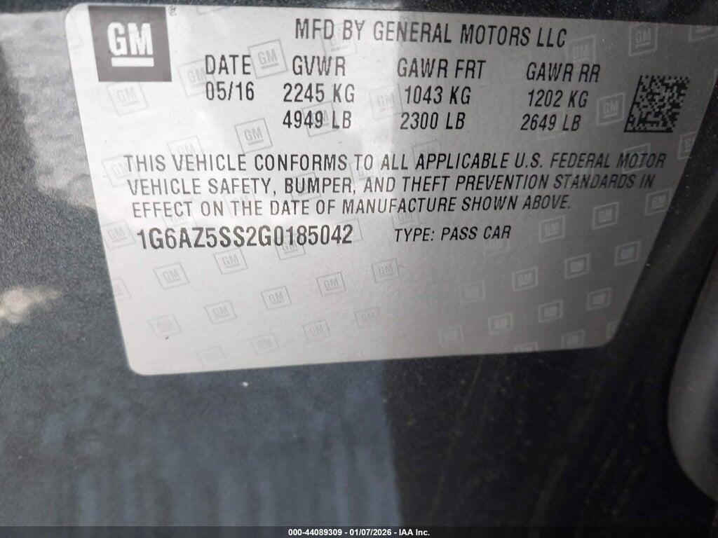 1G6AZ5SS2G0185042 2016 CADILLAC CTS photo no. 9