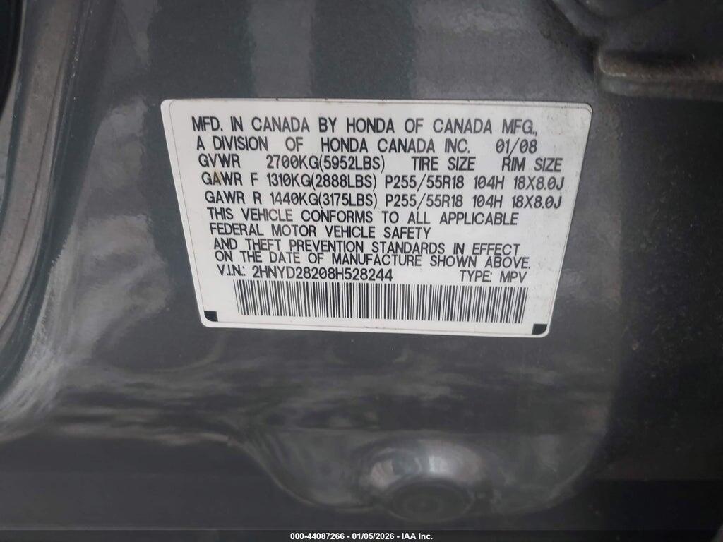 2HNYD28208H528244 2008 ACURA MDX photo no. 9