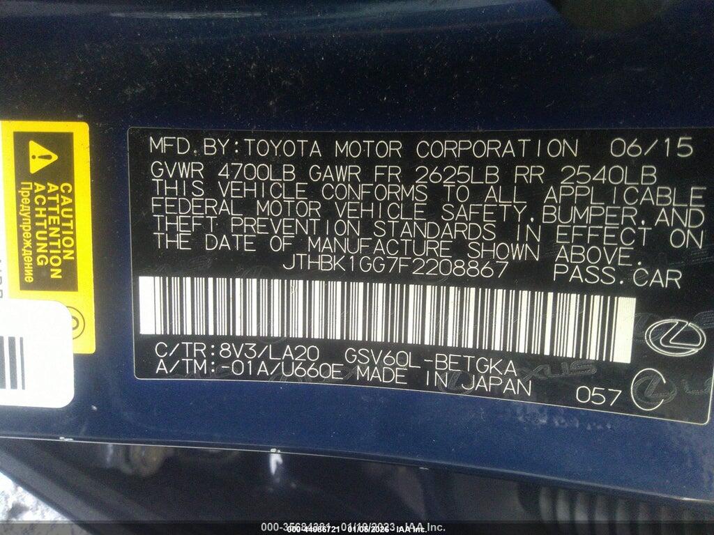 JTHBK1GG7F2208867 2015 LEXUS ES 350 photo no. 9