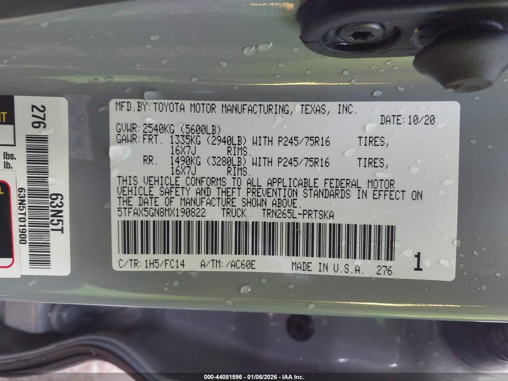 5TFAX5GN8MX190822 2021 TOYOTA TACOMA photo no. 9