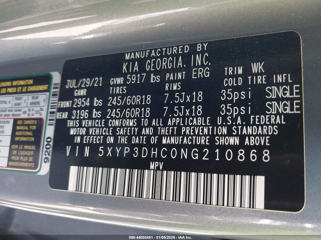 5XYP3DHC0NG210868 2022 KIA TELLURIDE photo no. 9