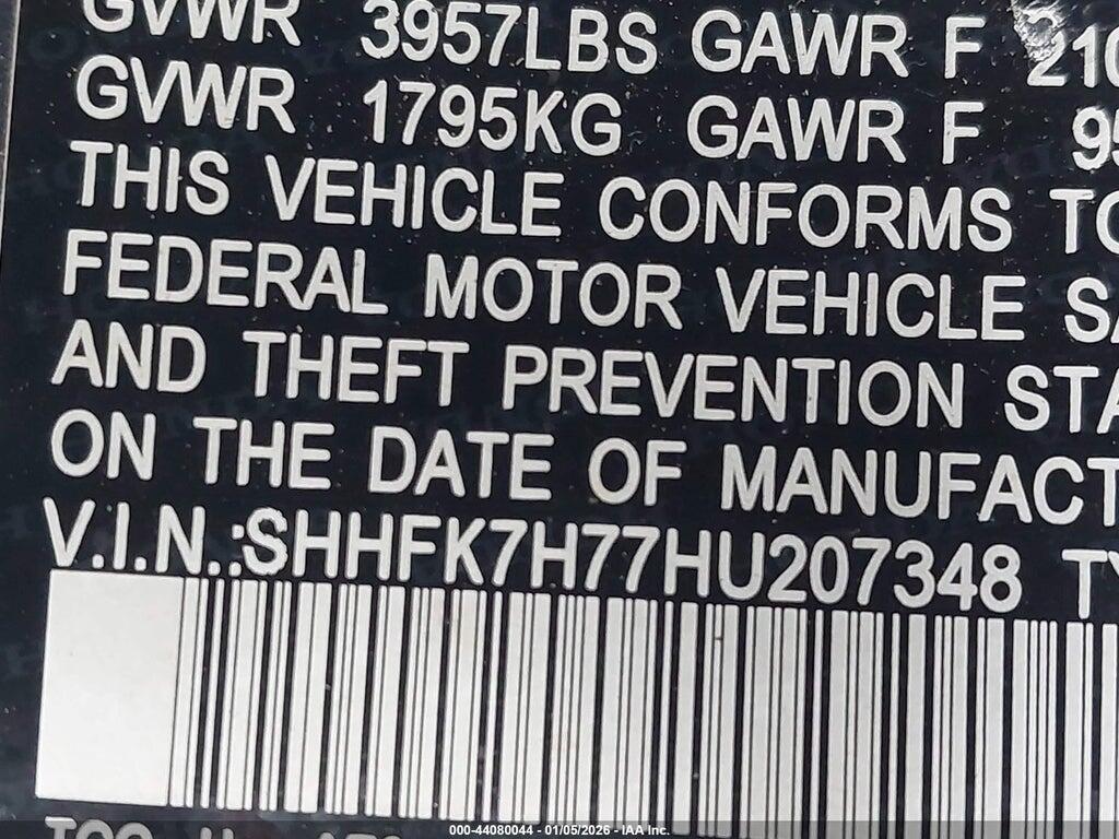 SHHFK7H77HU207348 2017 HONDA CIVIC photo no. 9