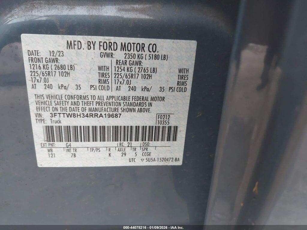 3FTTW8H34RRA19687 2024 FORD MAVERICK photo no. 9