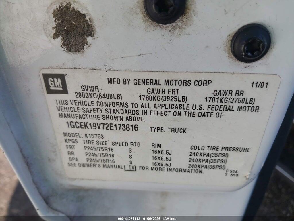 1GCEK19V72E173816 2002 CHEVROLET SILVERADO 1500 photo no. 9