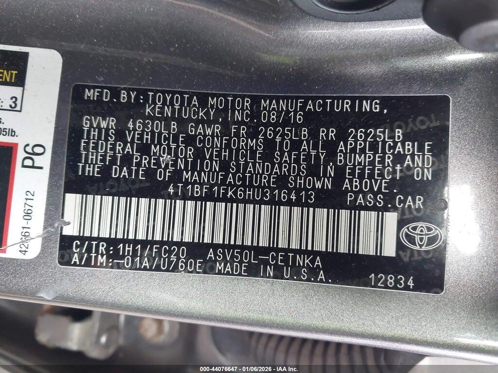 4T1BF1FK6HU316413 2017 TOYOTA CAMRY photo no. 9