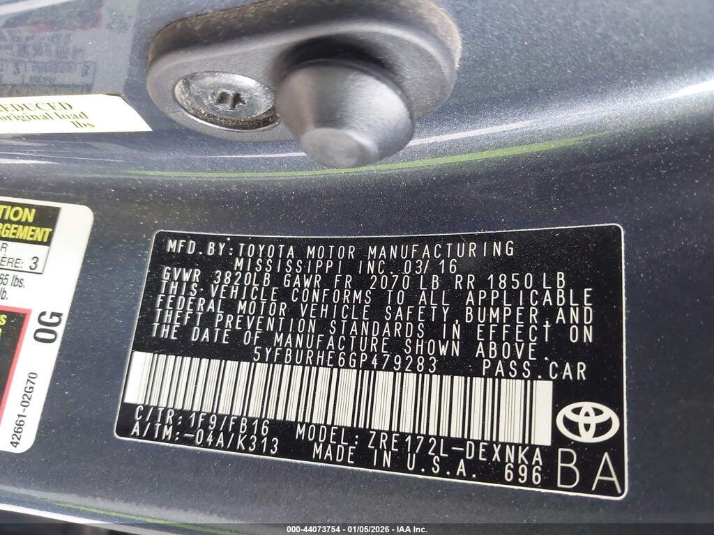 5YFBURHE6GP479283 2016 TOYOTA COROLLA photo no. 9