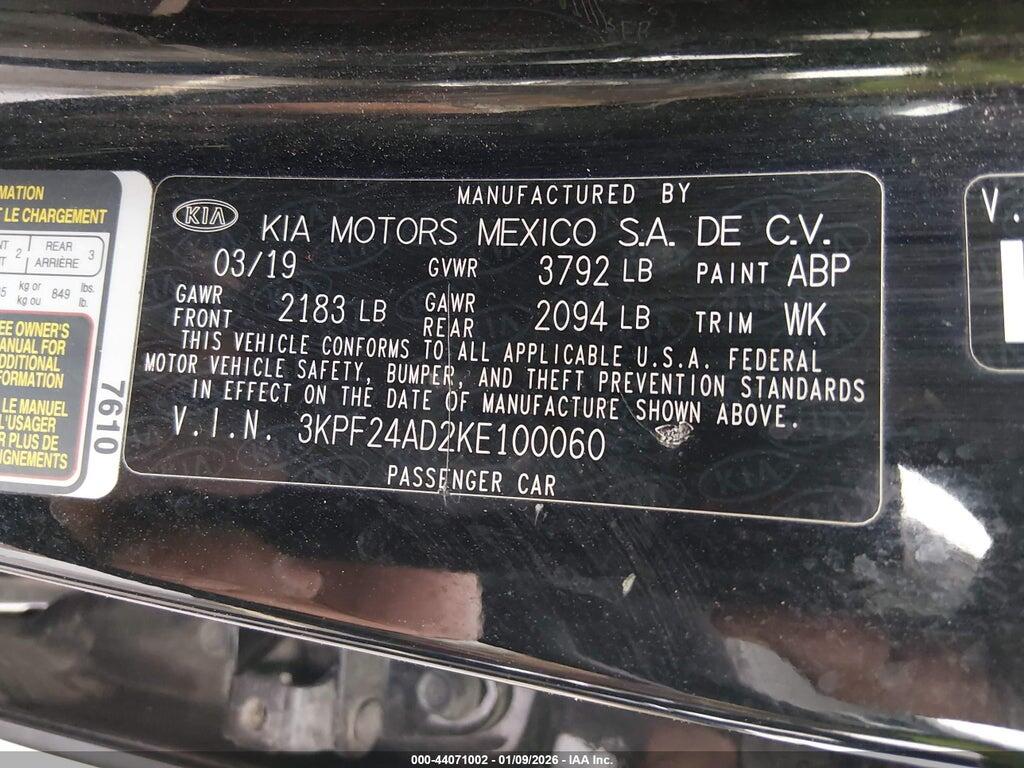 3KPF24AD2KE100060 2019 KIA FORTE photo no. 9