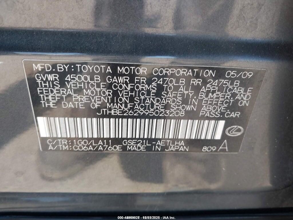 JTHBE262995023208 2009 LEXUS IS 350 photo no. 9
