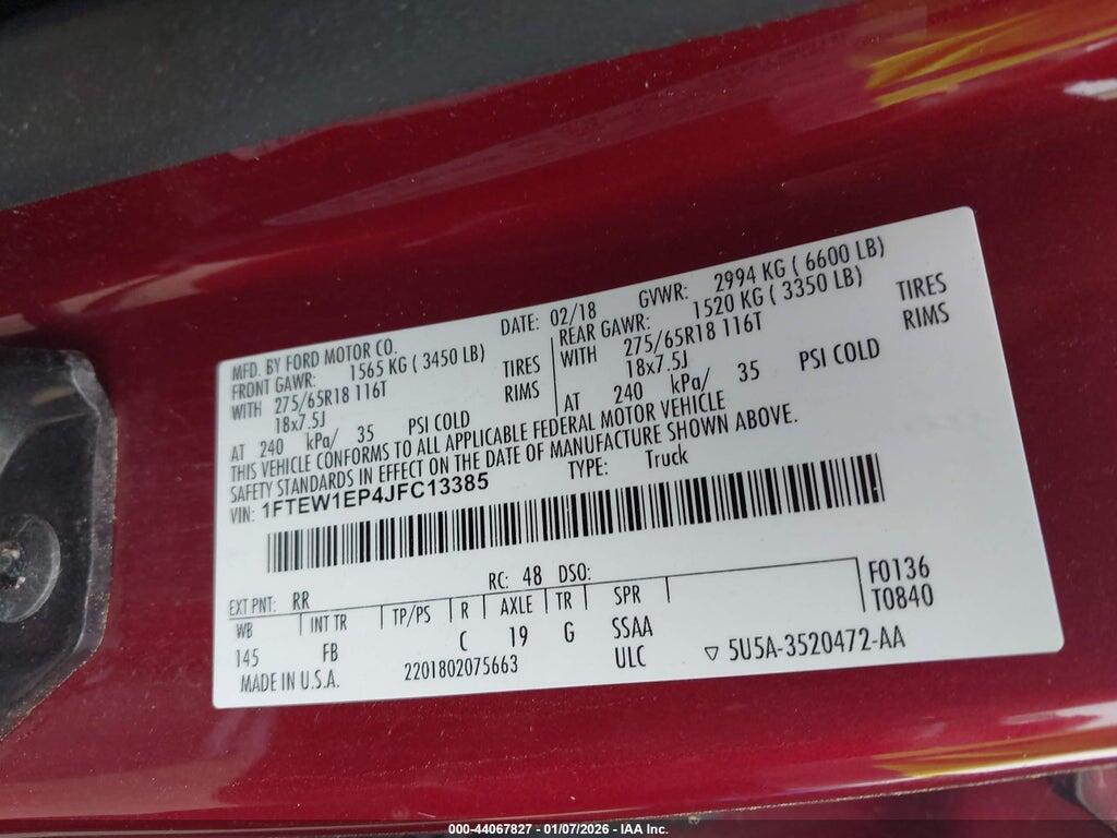 1FTEW1EP4JFC13385 2018 FORD F-150 photo no. 9
