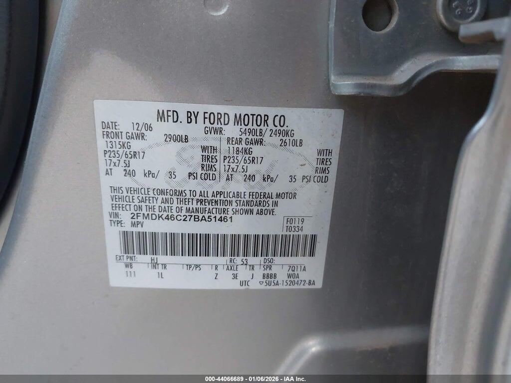 2FMDK46C27BA51461 2007 FORD EDGE photo no. 9