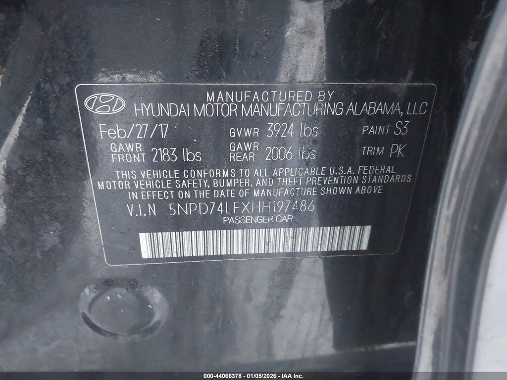 5NPD74LFXHH197486 2017 HYUNDAI ELANTRA photo no. 9