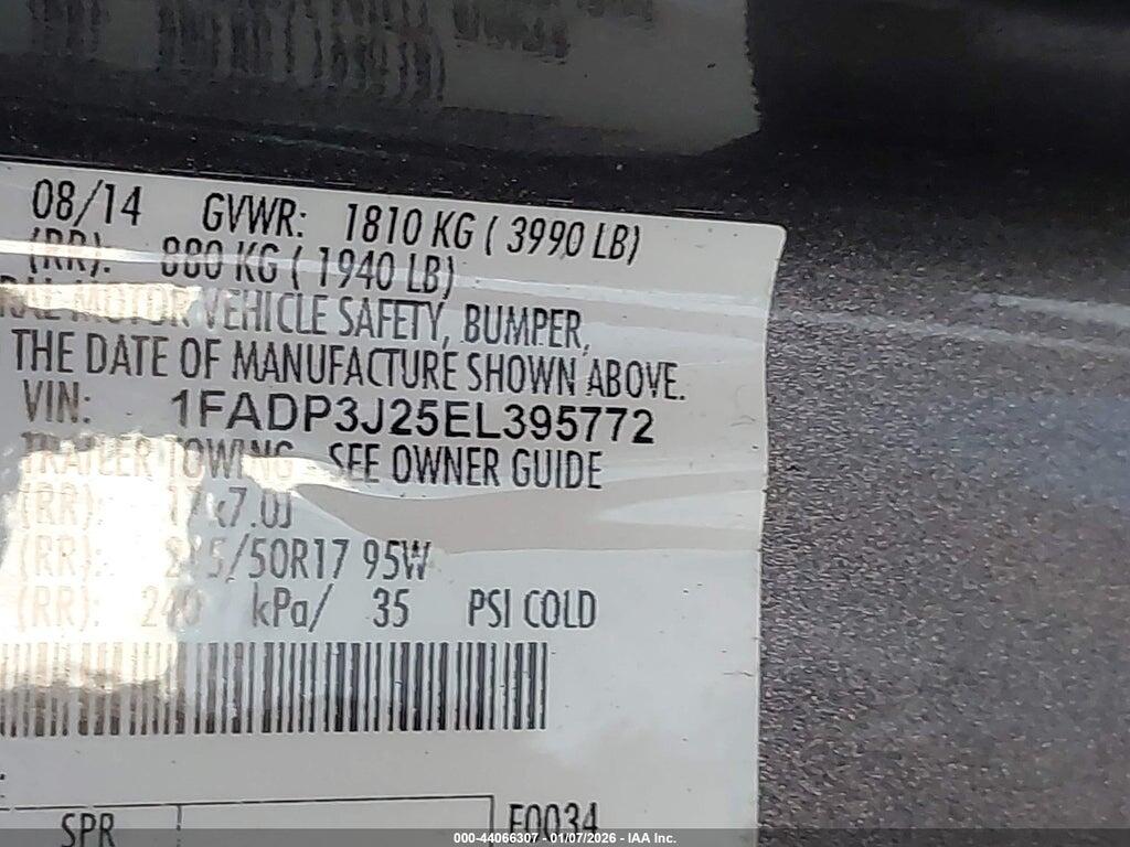 1FADP3J25EL395772 2014 FORD FOCUS photo no. 9