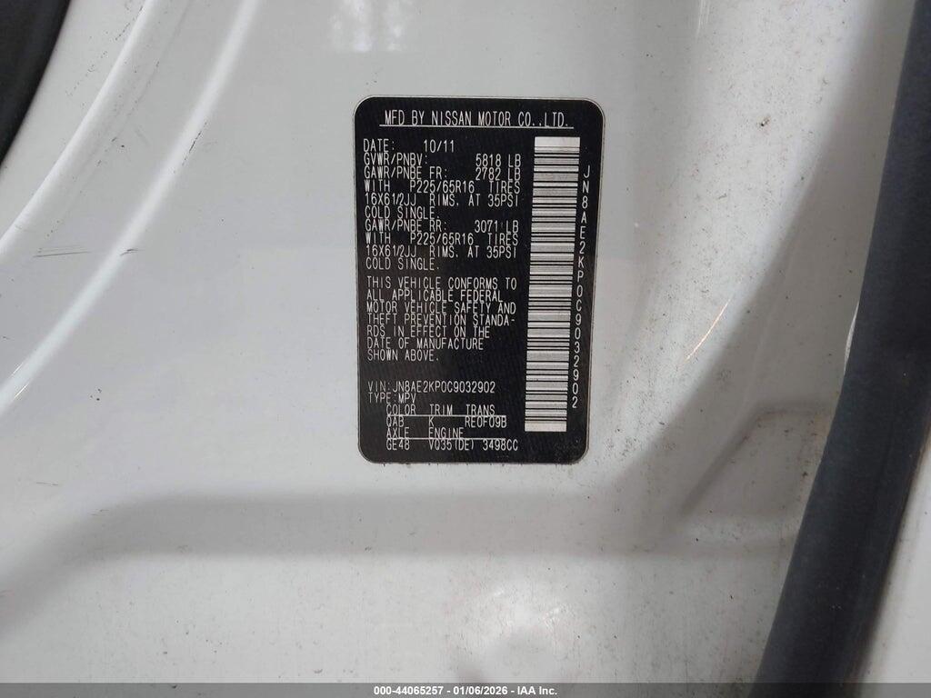 JN8AE2KP0C9032902 2012 NISSAN QUEST photo no. 9