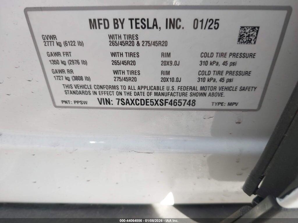 7SAXCDE5XSF465748 2025 TESLA MODEL X photo no. 9