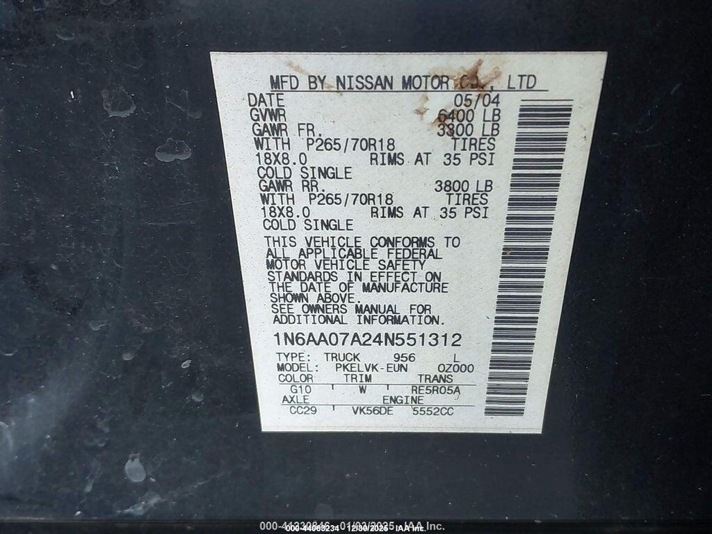 1N6AA07A24N551312 2004 NISSAN TITAN photo no. 9