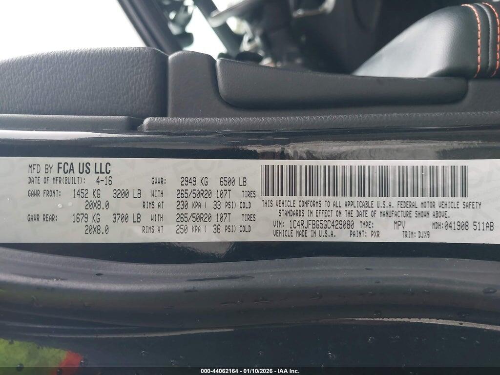 1C4RJFBG5GC429080 2016 JEEP GRAND CHEROKEE photo no. 9