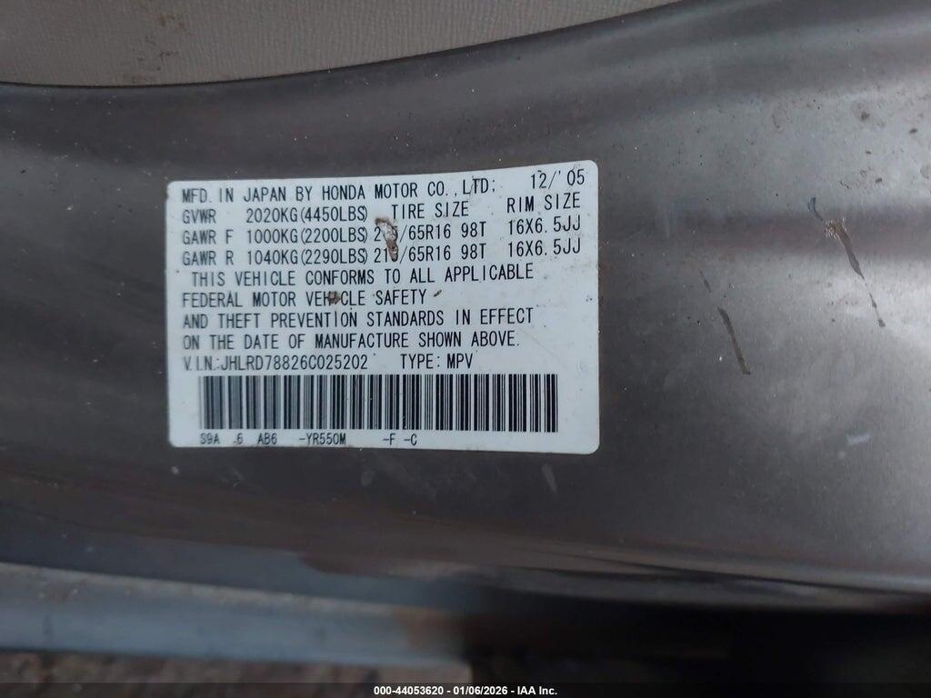 JHLRD78826C025202 2006 HONDA CR-V photo no. 9