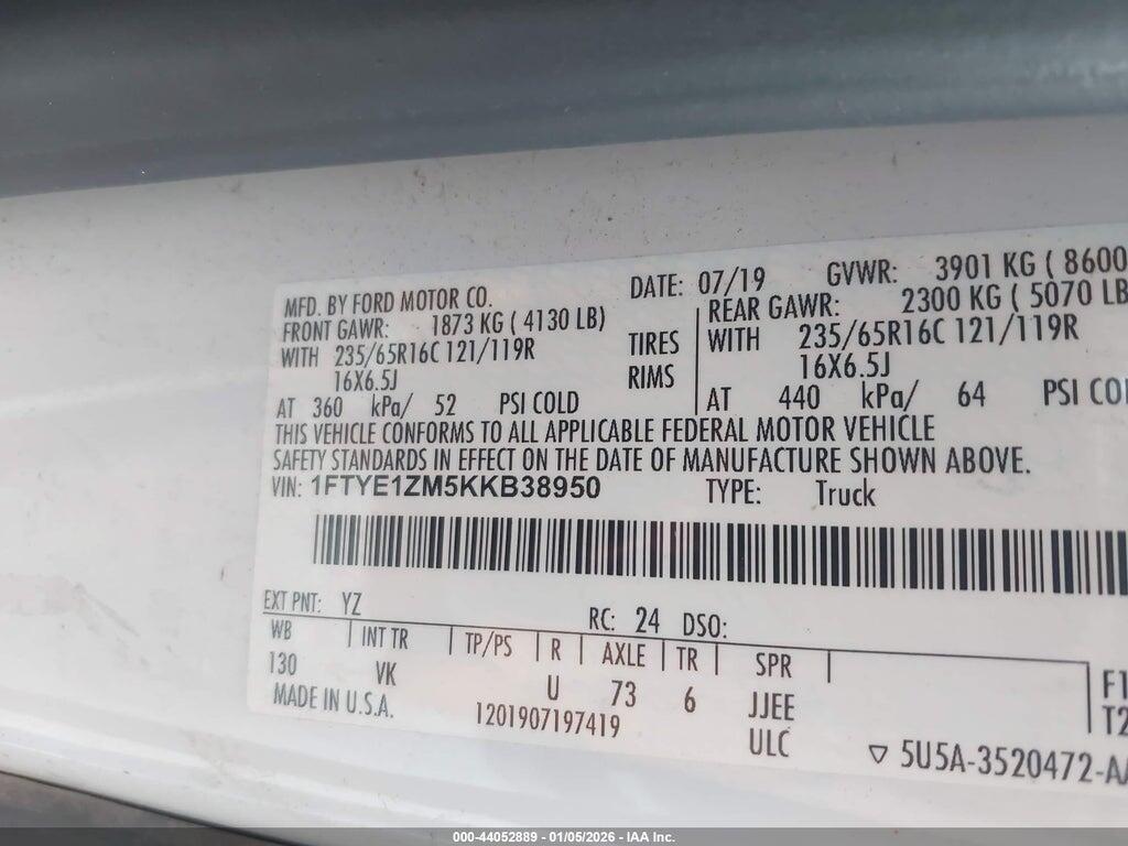 1FTYE1ZM5KKB38950 2019 FORD TRANSIT-150 photo no. 9