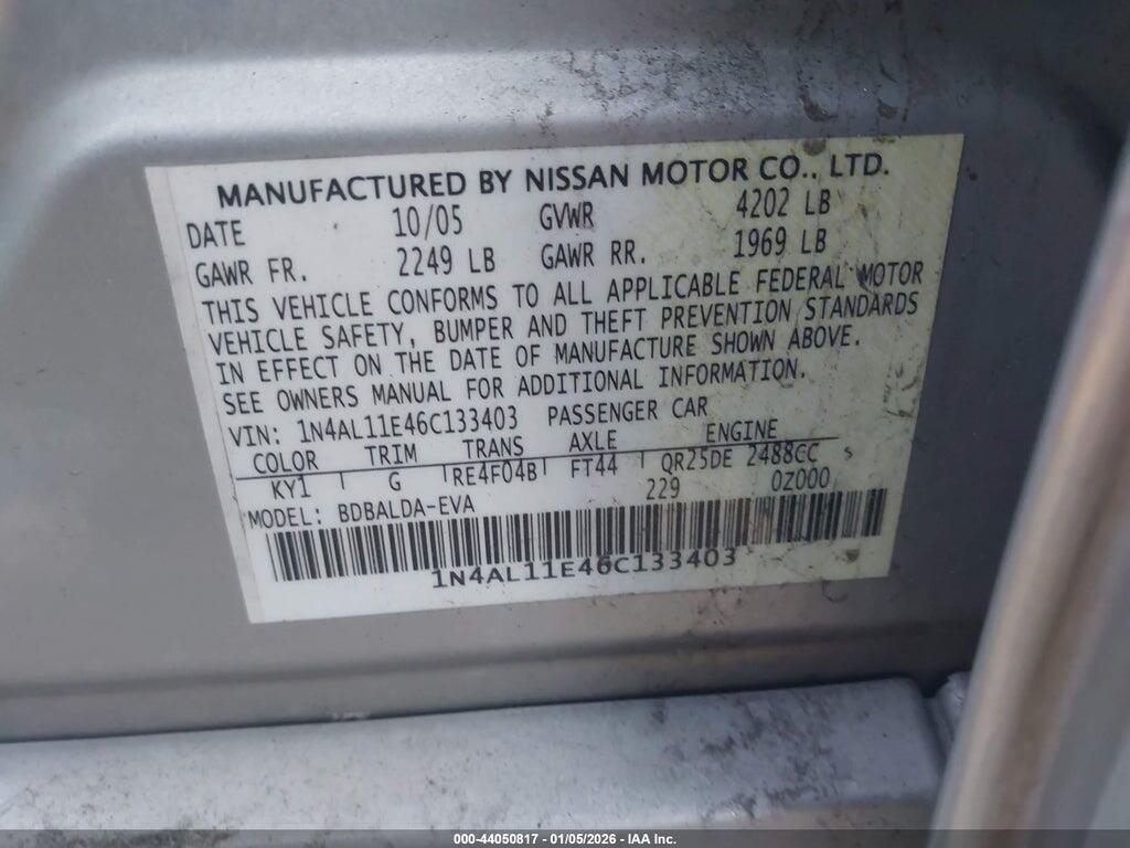 1N4AL11E46C133403 2006 NISSAN ALTIMA photo no. 9