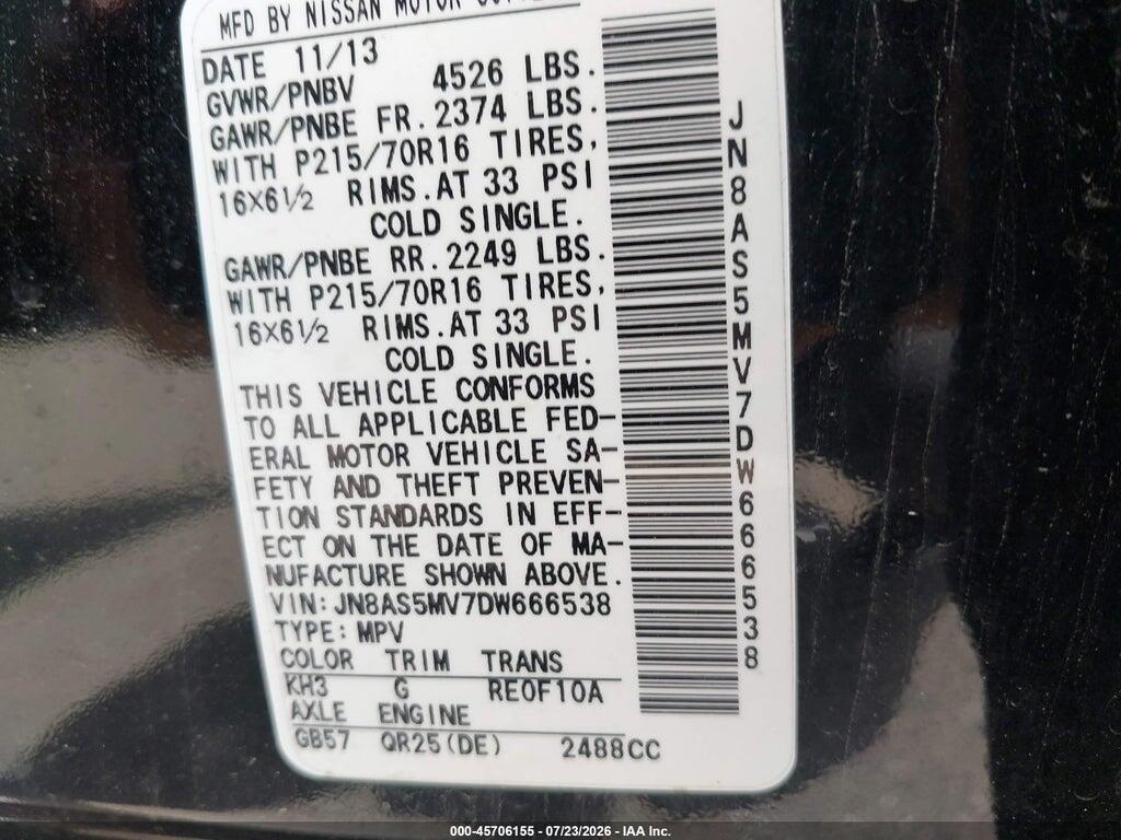 JN8AS5MV7DW666538 2013 NISSAN ROGUE photo no. 9