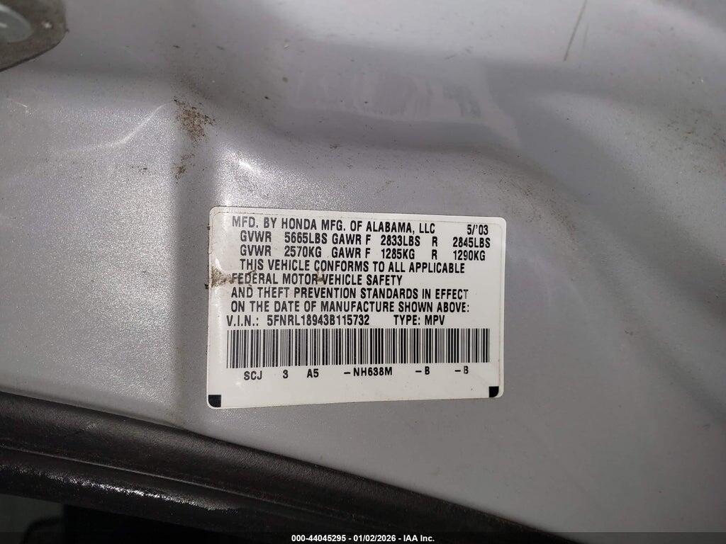 5FNRL18943B115732 2003 HONDA ODYSSEY photo no. 9