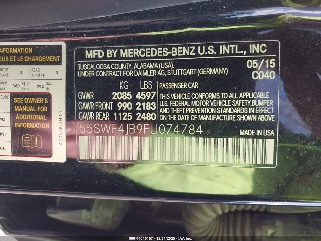 55SWF4JB9FU074784 2015 MERCEDES-BENZ C 300 photo no. 9