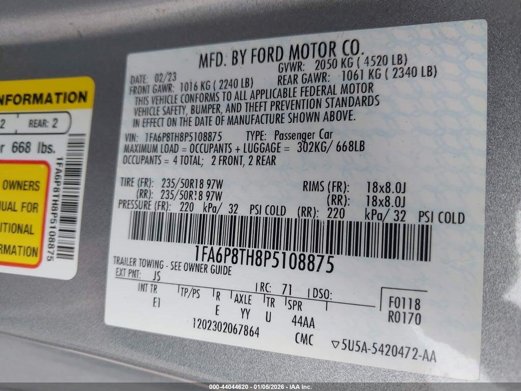 1FA6P8TH8P5108875 2023 FORD MUSTANG photo no. 9
